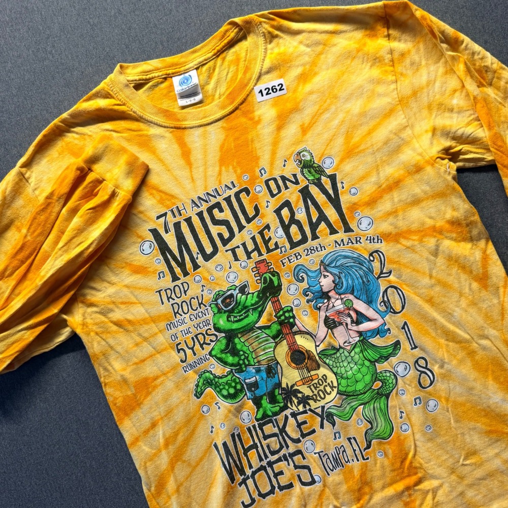 Colortone Music On The Bay 2018 Tie Dye Long Sleeve Shirt Mens Large Trop Rock